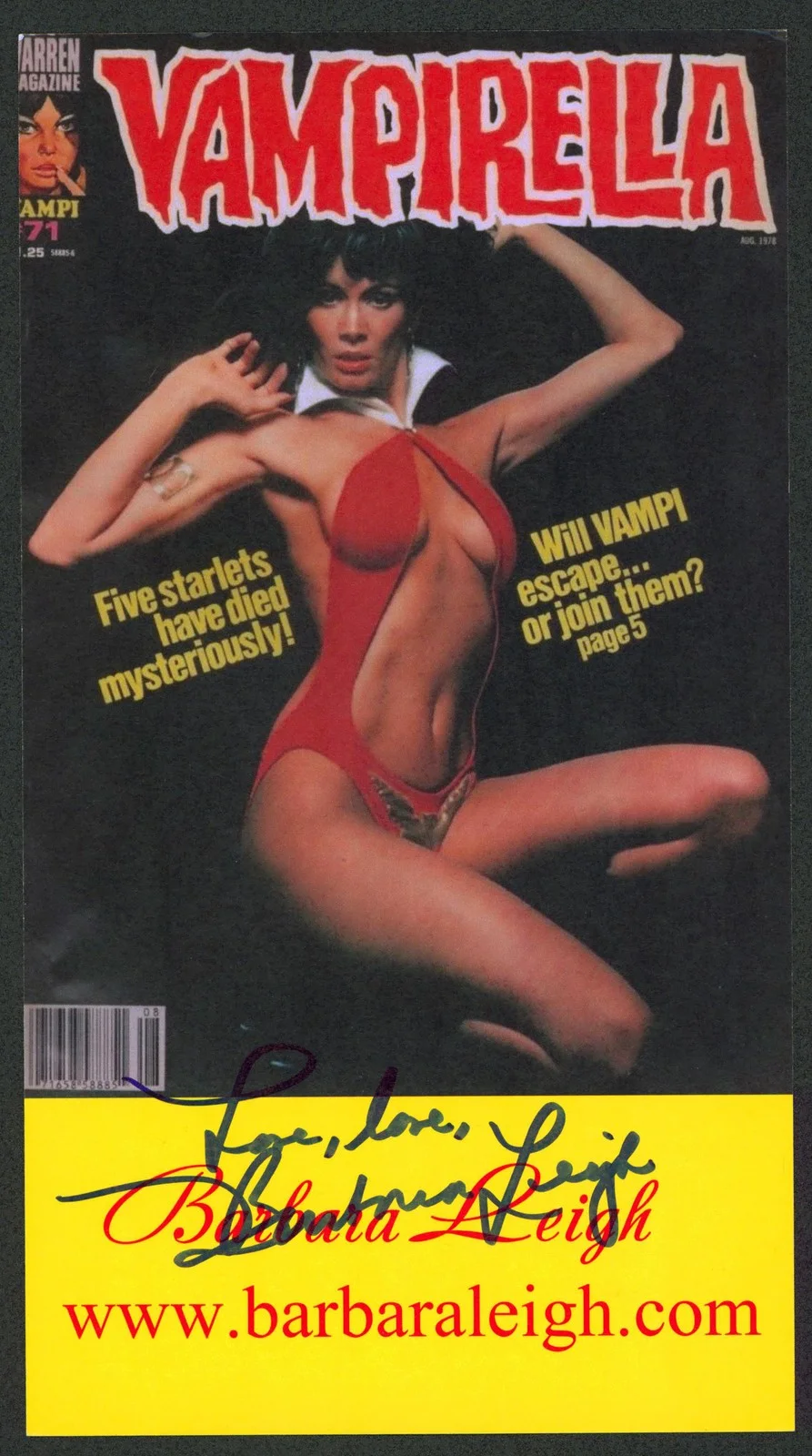Barbara Leigh — Barbara Leigh Vampirella "Love" Authentic 2x Signed 6x11 Promo Card BAS #BV70279, изображение 2