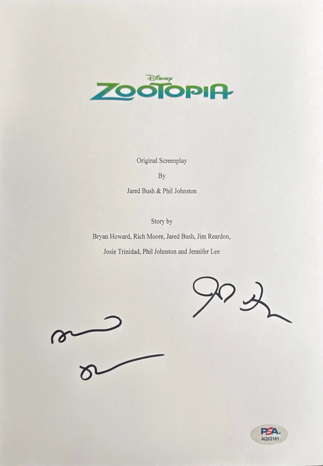 Josh Dallas — Josh Dallas & Alan Tudyk Signed 8x10 Zootopia Script Cover Only PSA AQ53181, изображение 2