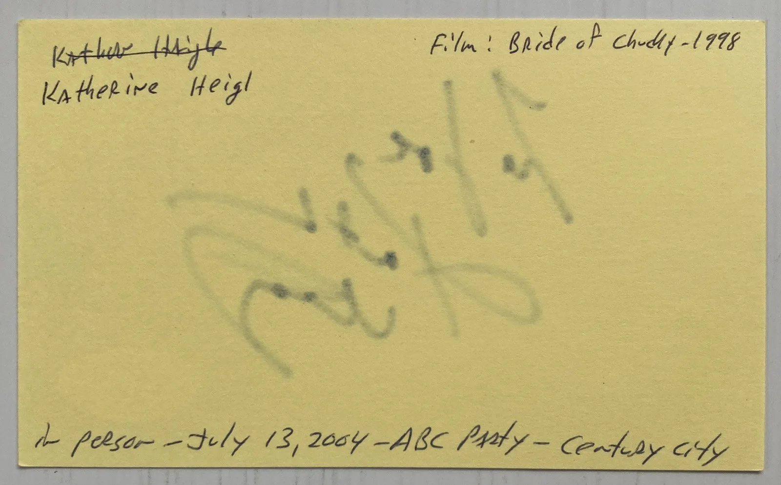 Katherine Heigl — Knocked Up Katherine Heigl Signed Autograph 3x5 Index Card - PSA DNA - FREE S&H!, image 3