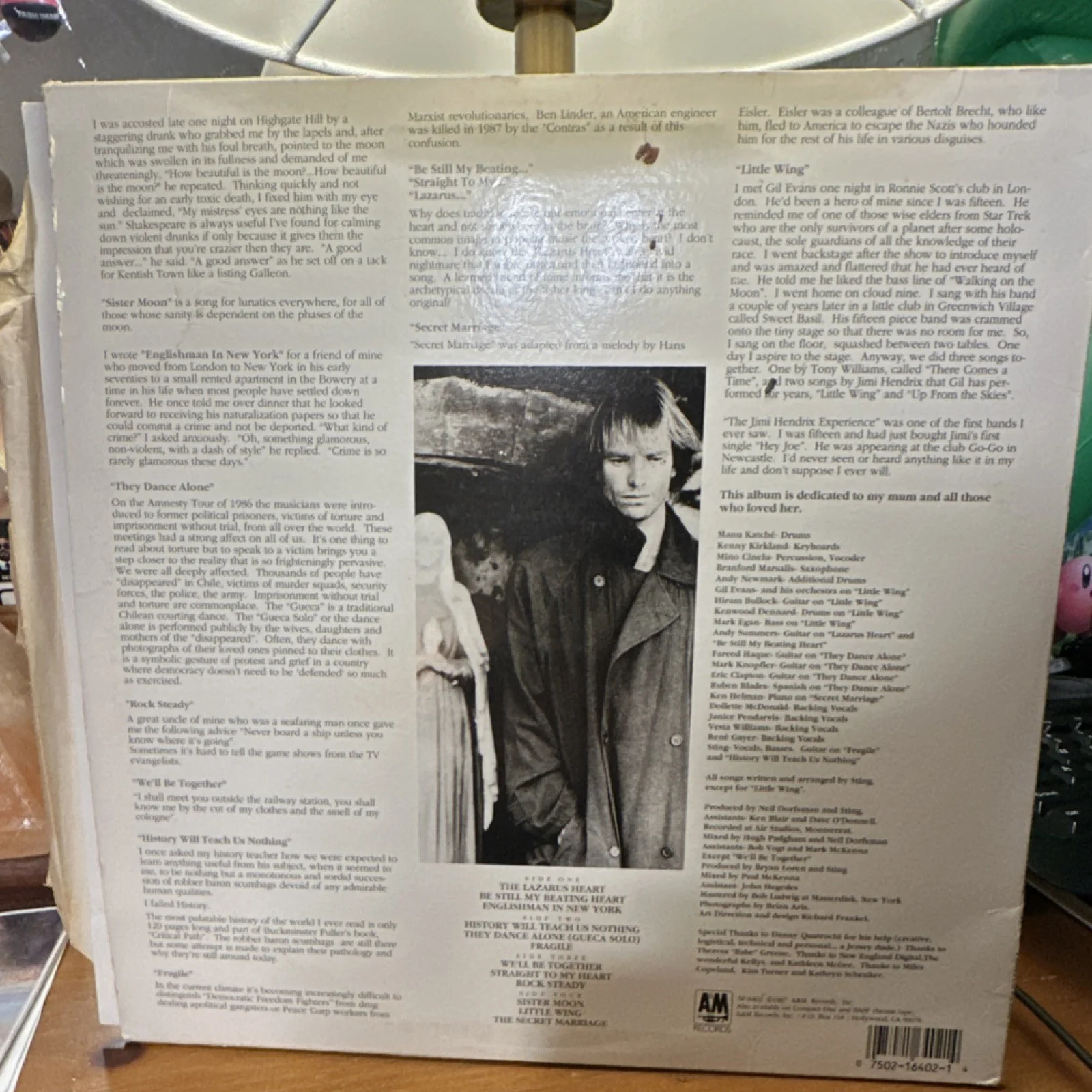 Sting Nothing Like the Sun Original Vinyl Record, image 2