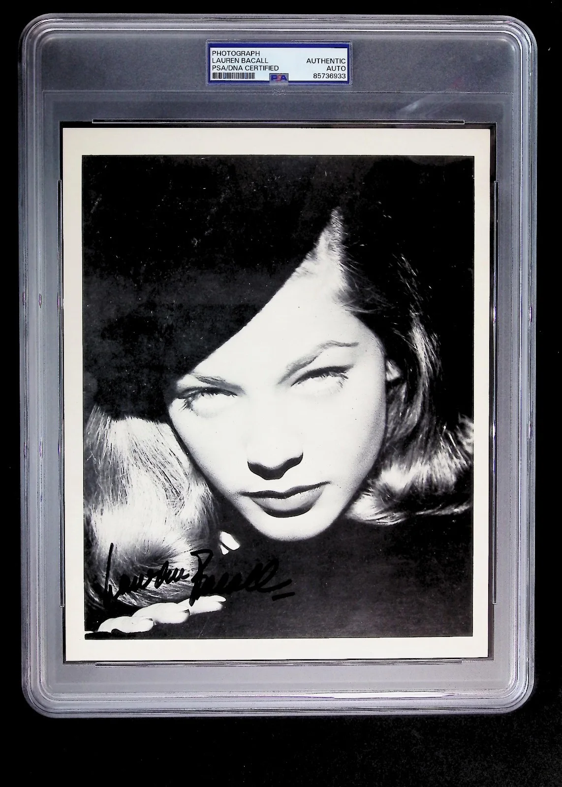 Lauren Bacall — Lauren Bacall - Autographed Photo - PSA Jumbo Holder - 85736933