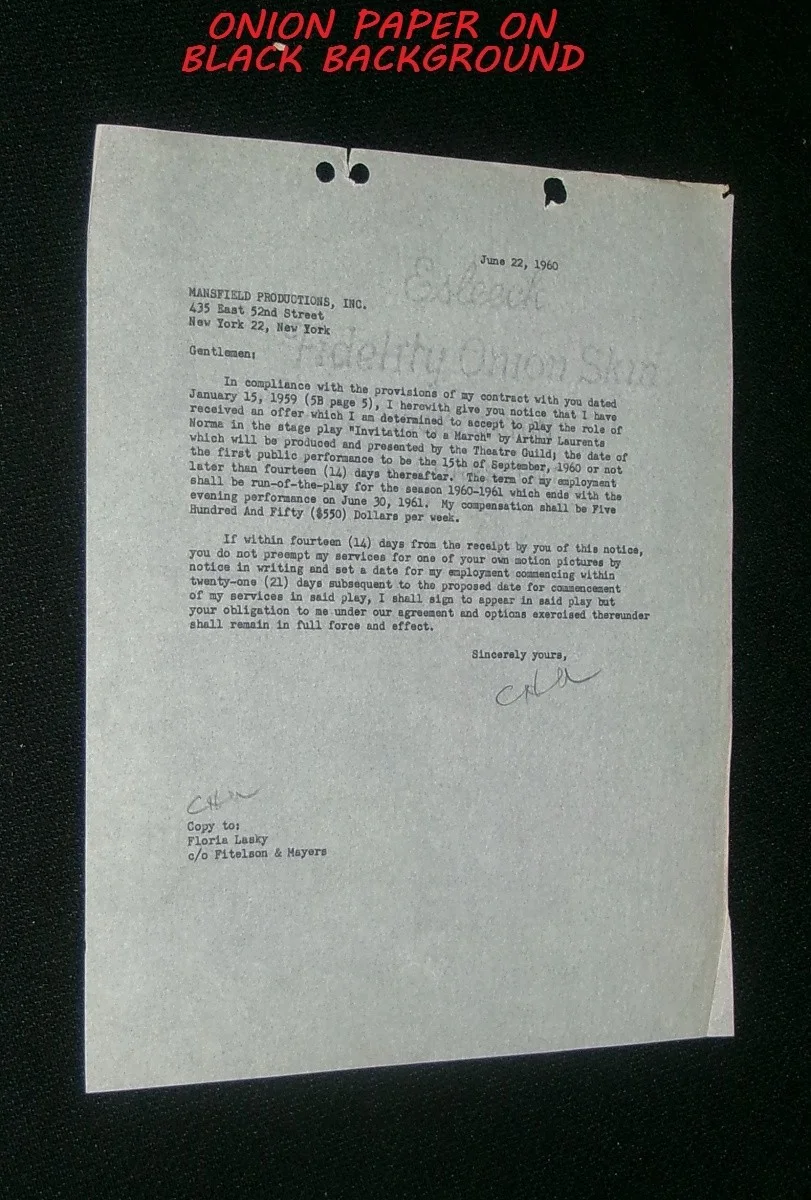 JANE FONDA Notification Letter INVITATION TO A MARCH Signed By CHARLES ABRAMSON, изображение 2