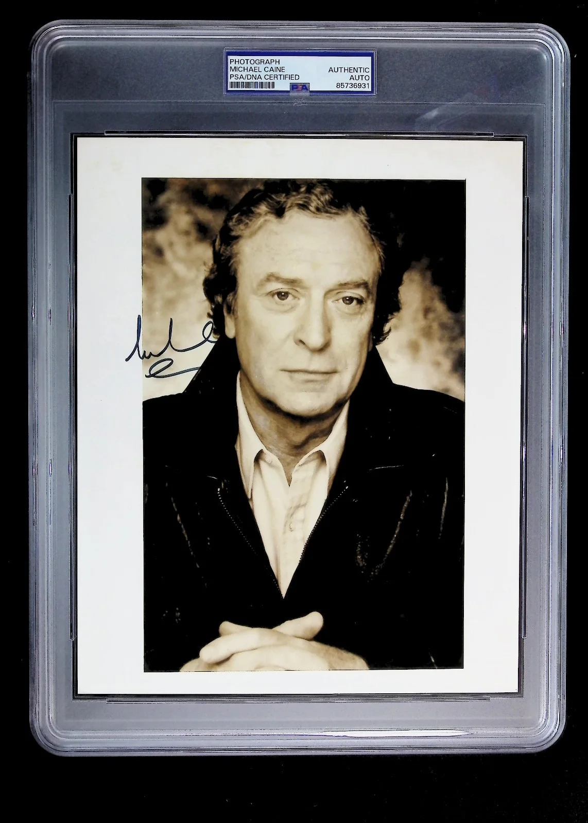 Michael Caine — Sir Michael Caine - Autographed Photo - PSA Jumbo Holder - 85736931