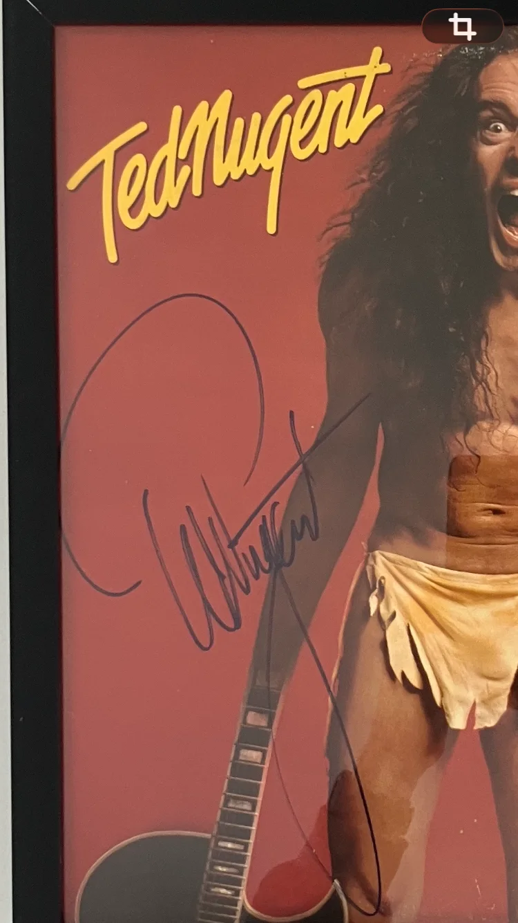 TED NUGENT SIGNED/AUTOGRAPHED ALBUM JACKET FRAMED WITH COA, image 2
