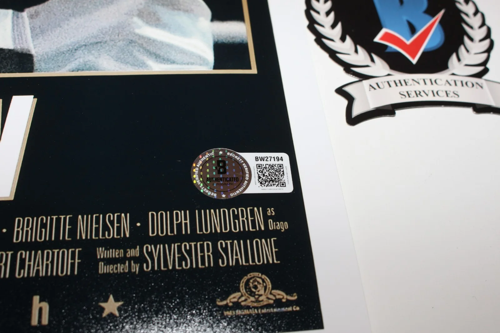 COMPOSER BILL CONTI SIGNED 'ROCKY IV' 12x18 MOVIE POSTER BECKETT COA 4 MUSIC BAS, изображение 2