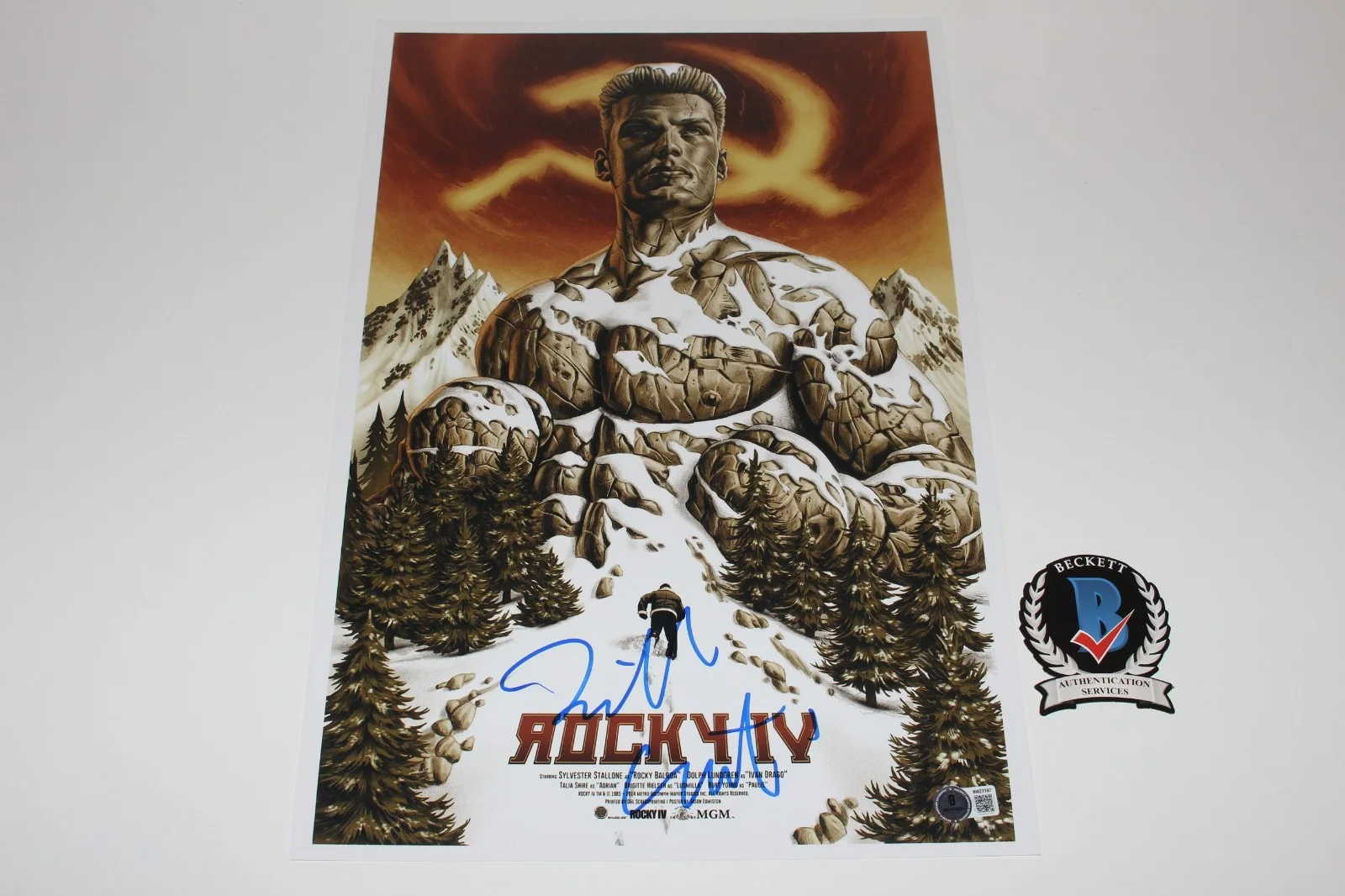 COMPOSER BILL CONTI SIGNED 'ROCKY IV' 12x18 MOVIE POSTER BECKETT COA 4 MUSIC, изображение 3