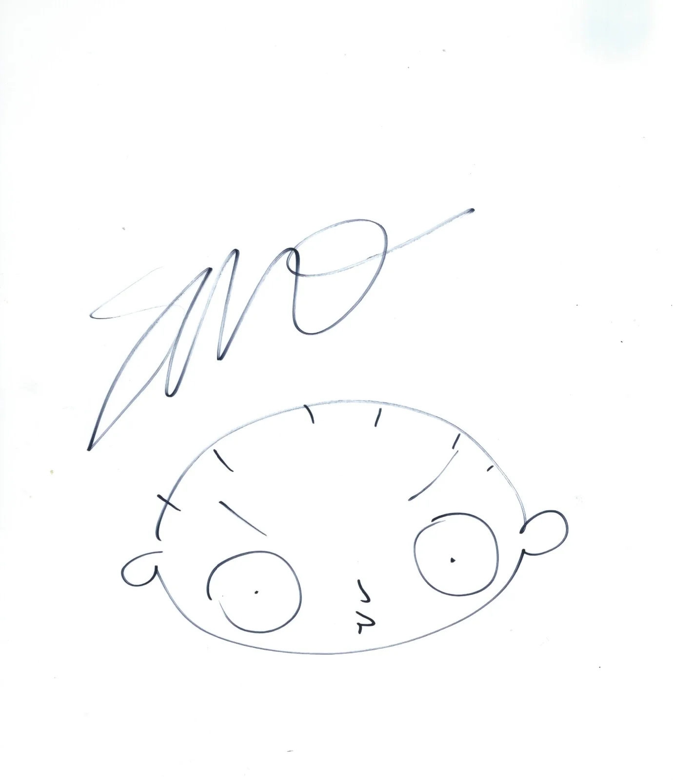 Seth MacFarlane — Seth MacFarlane signed Sketch Stewie Griffin Family Guy 8x10 Photo - Exact Proof