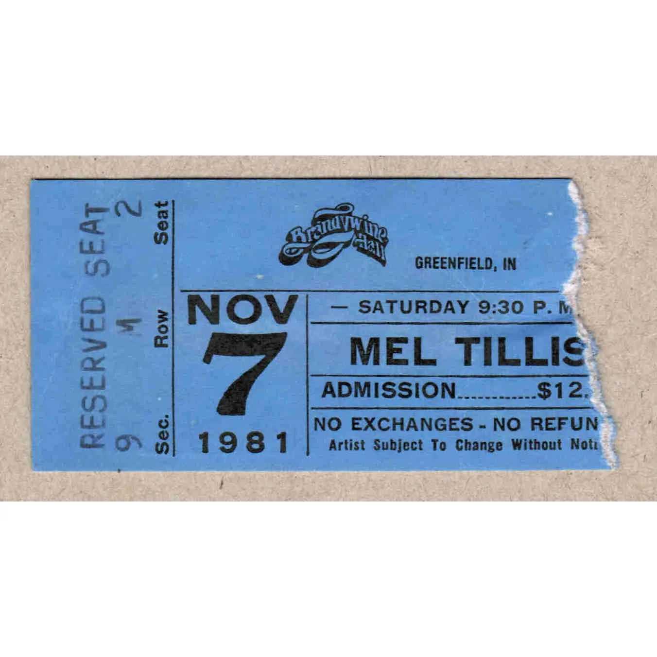 1981 Mel Tillis Signed Autograph w/Fan Taken 3.5 x 3.5 OOAK Photo Ticket Stub, изображение 4