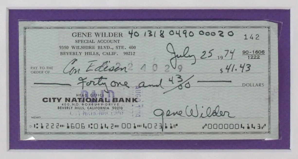 Gene Wilder Signed/Autographed Bank Check and Photo Collage Framed Beckett 19856, изображение 2