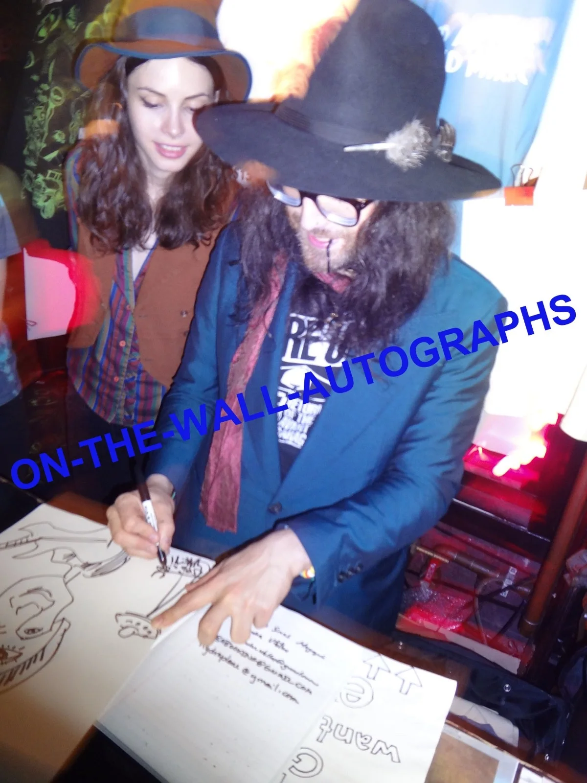 SEAN ONO LENNON HAND SIGNED AUTOGRAPHED ORIGINAL DRAWING SKETCH ON CANVAS PROOF!, image 4