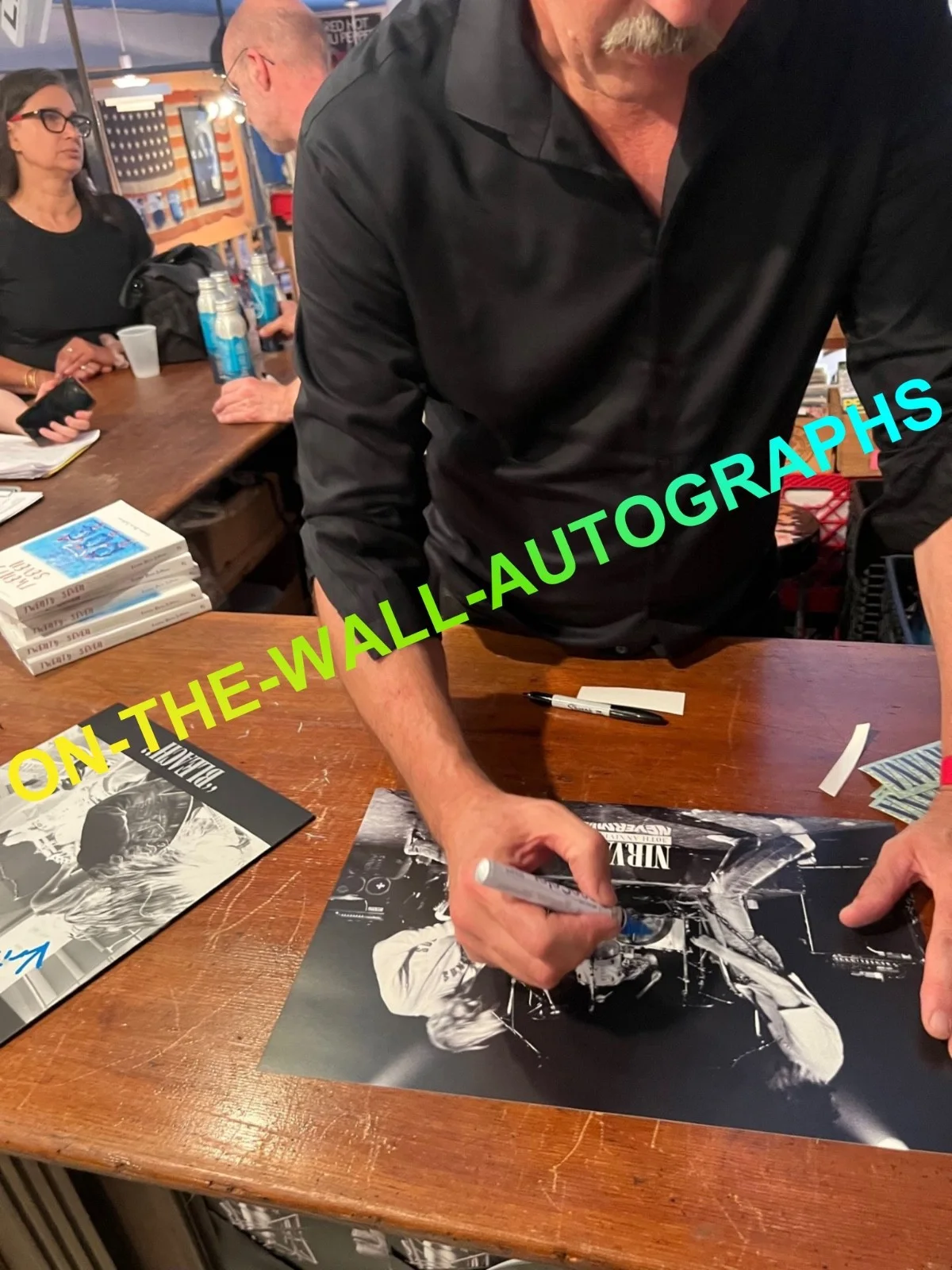NIRVANA KRIST NOVOSELIC HAND SIGNED ORIGINAL DRAWING SKETCH ON CANVAS! W/ PROOF!, image 3