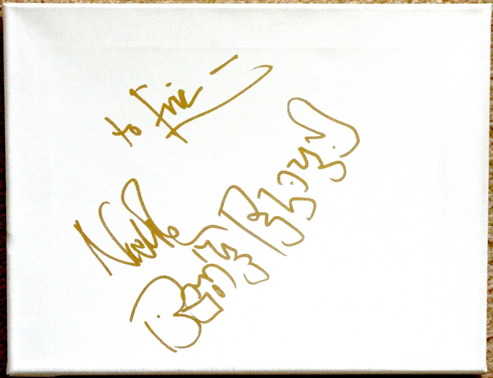 PINK FLOYD NICK MASON HAND SIGNED DRAWING SKETCH ON CANVAS! RARE WITH PROOF +COA, изображение 2