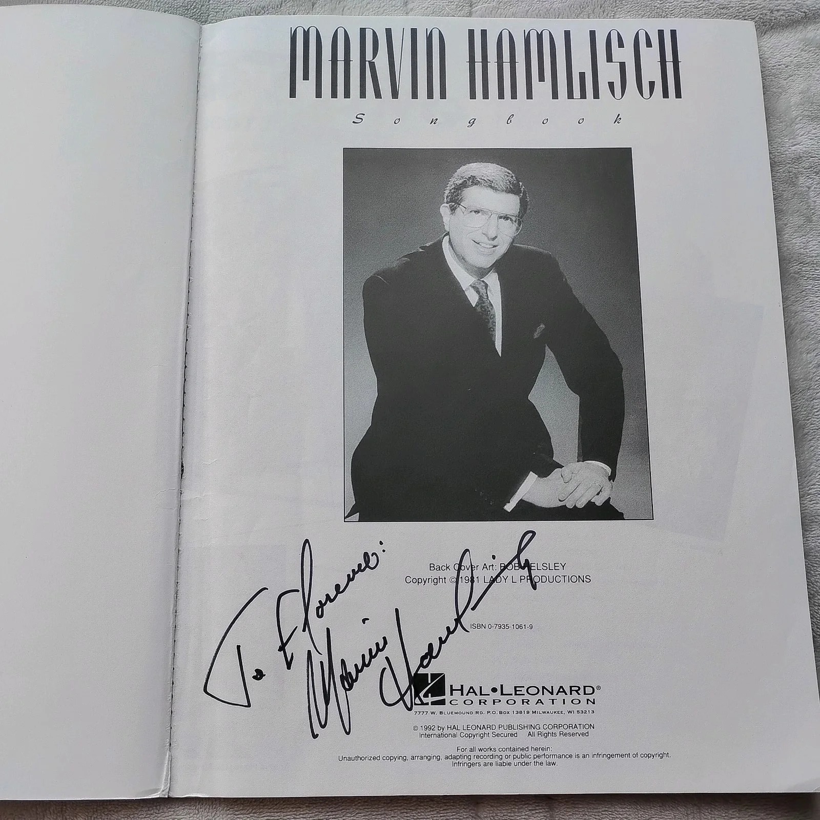 Marvin Hamlisch — MARVIN HAMLISCH - BOOK SIGNED, image 4