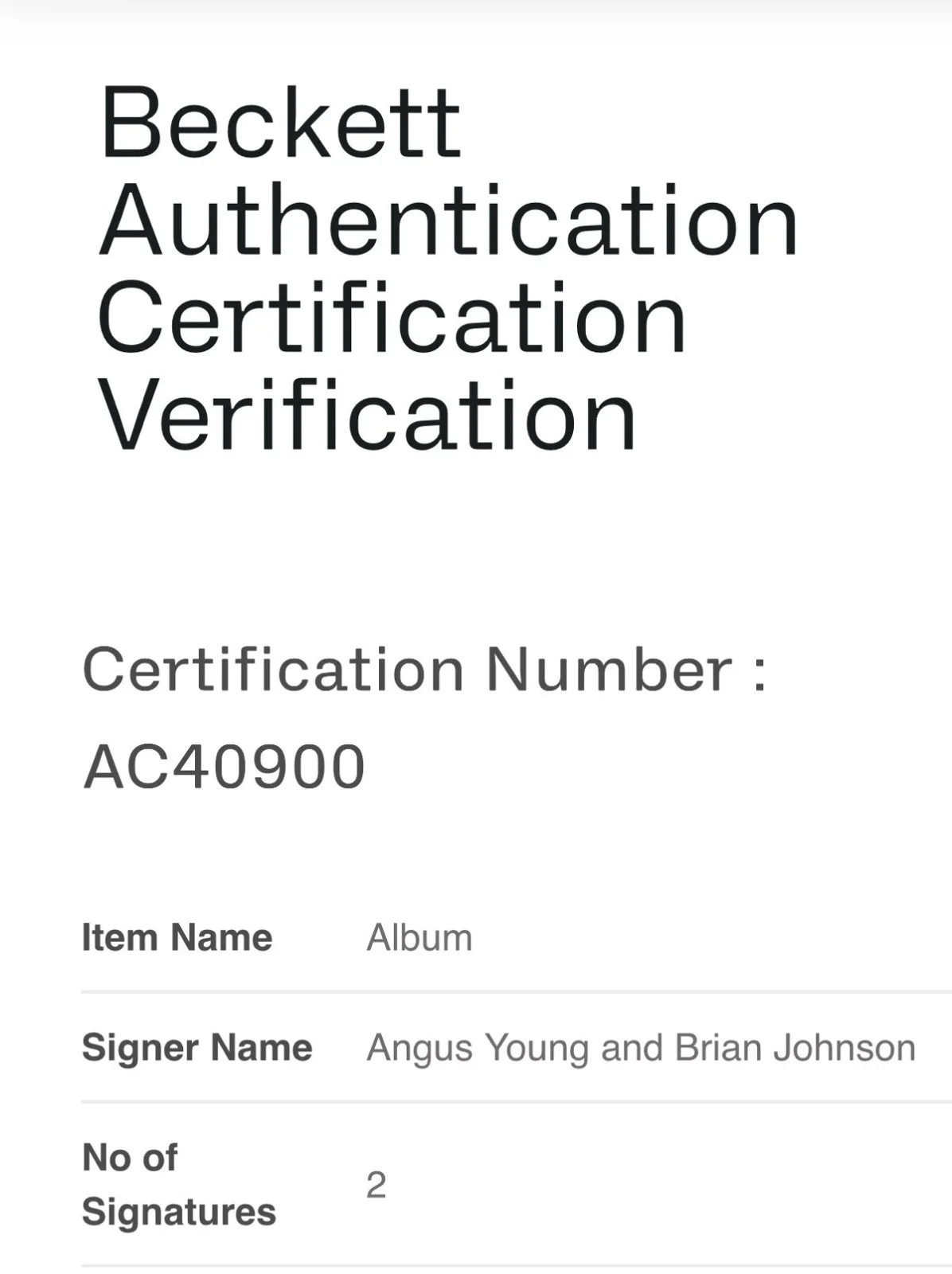 AC/DC signed Album Back in Black Angus Young Brian Johnson auto beckett loa, изображение 5