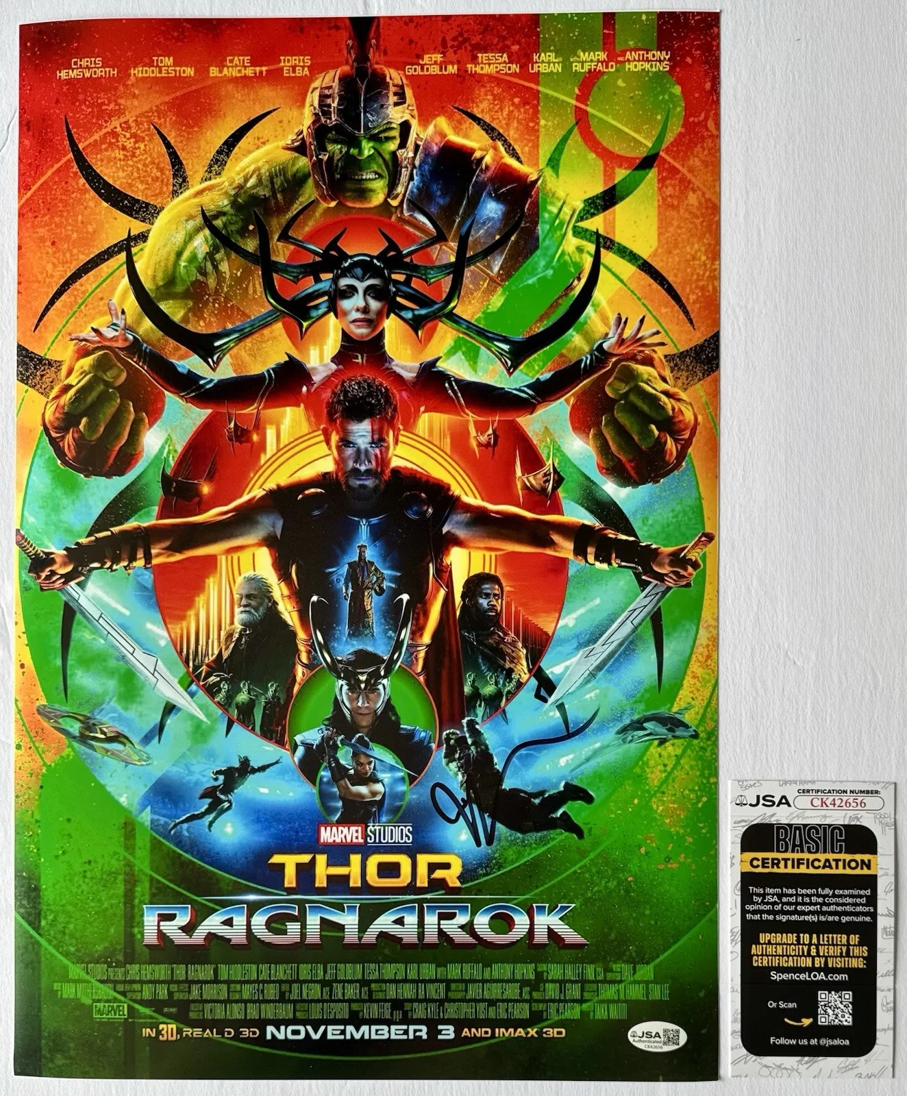 TAIKA WAITITI — TAIKA WAITITI HAND SIGNED AUTOGRAPH 'THOR RAGNAROK' 12X18 MOVIE PHOTO +JSA COA., изображение 2
