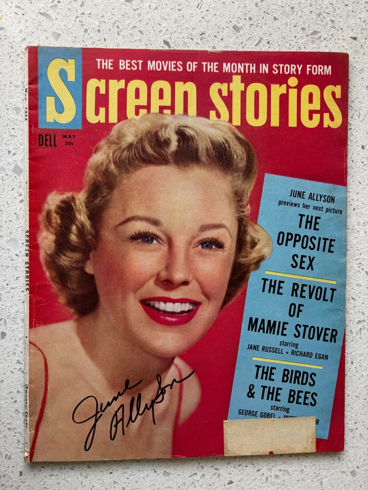 June Allyson — June Allyson Signed Autograph Vintage Screen Stories Magazine