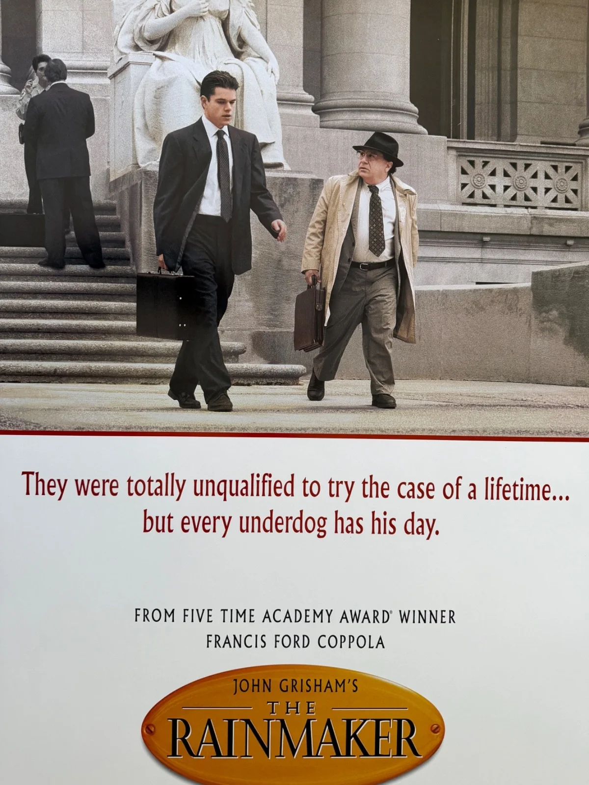 THE RAINMAKER, DANNY DE VITO, MATT DAMON, FRANCIS COPPOLA RARE 1997 POSTER, image 2