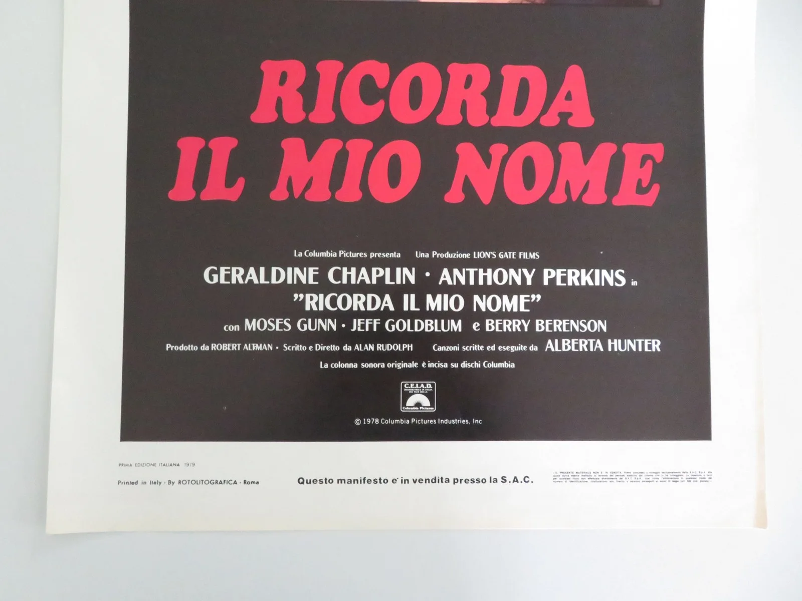 REMEMBER MY NAME ITALIAN LOCANDINA POSTER CHAPLINE ANTHONY PERKINS 1978, изображение 4