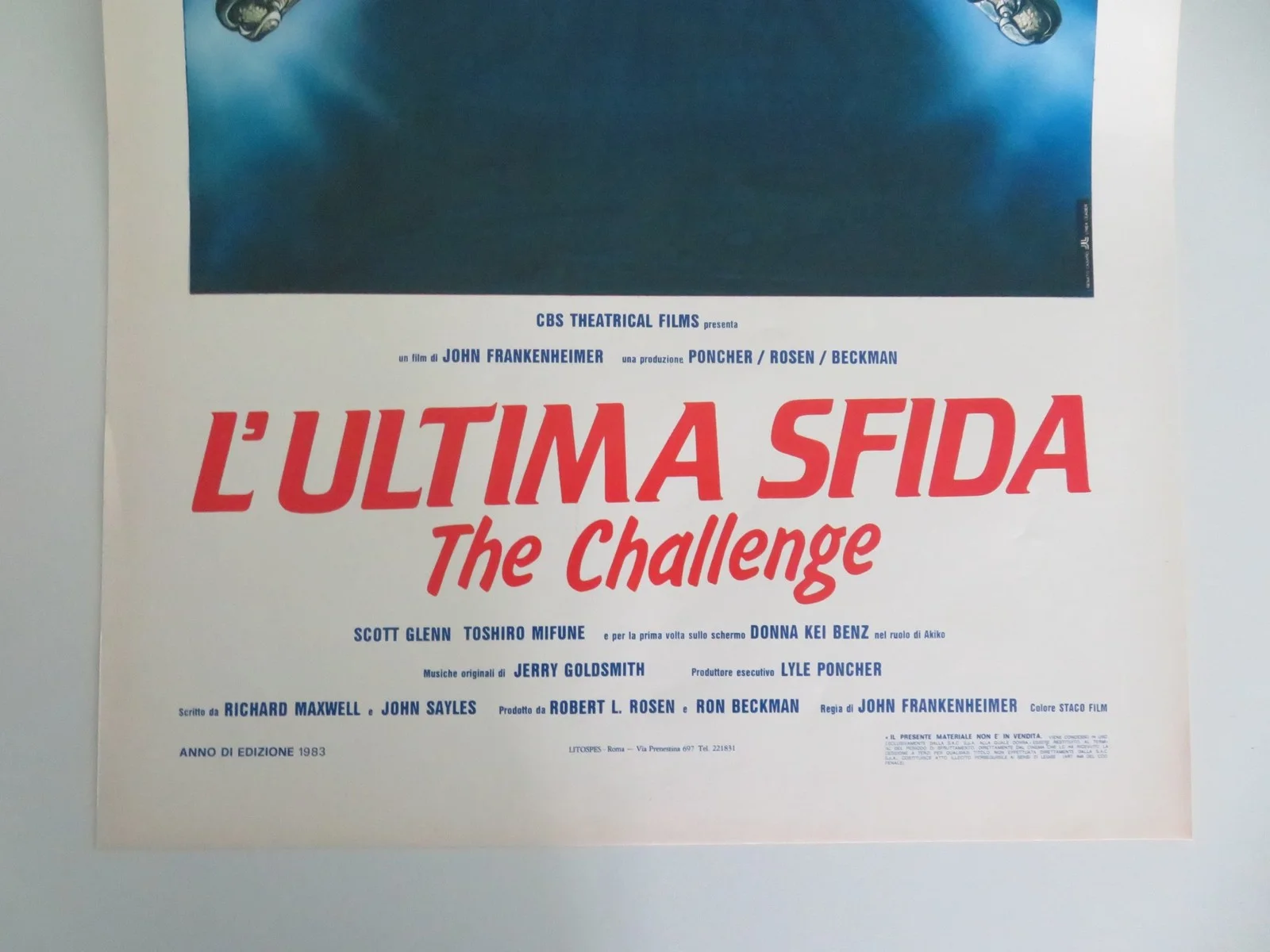 THE CHALLENGE ITALIAN LOCANDINA POSTER SCOTT GLENN TOSHIRO MIFUNE 1983, изображение 4