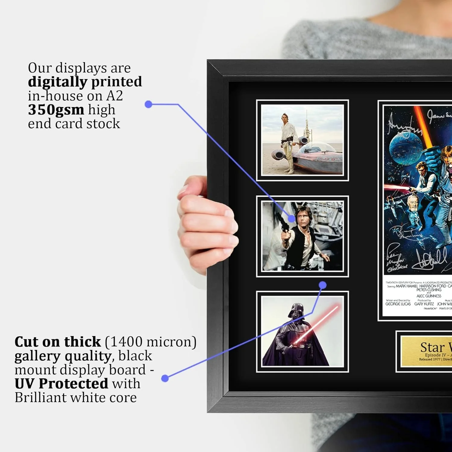 HWC Trading A2 Framed Star Wars 'A New Hope' Printed Autograph Display, image 2
