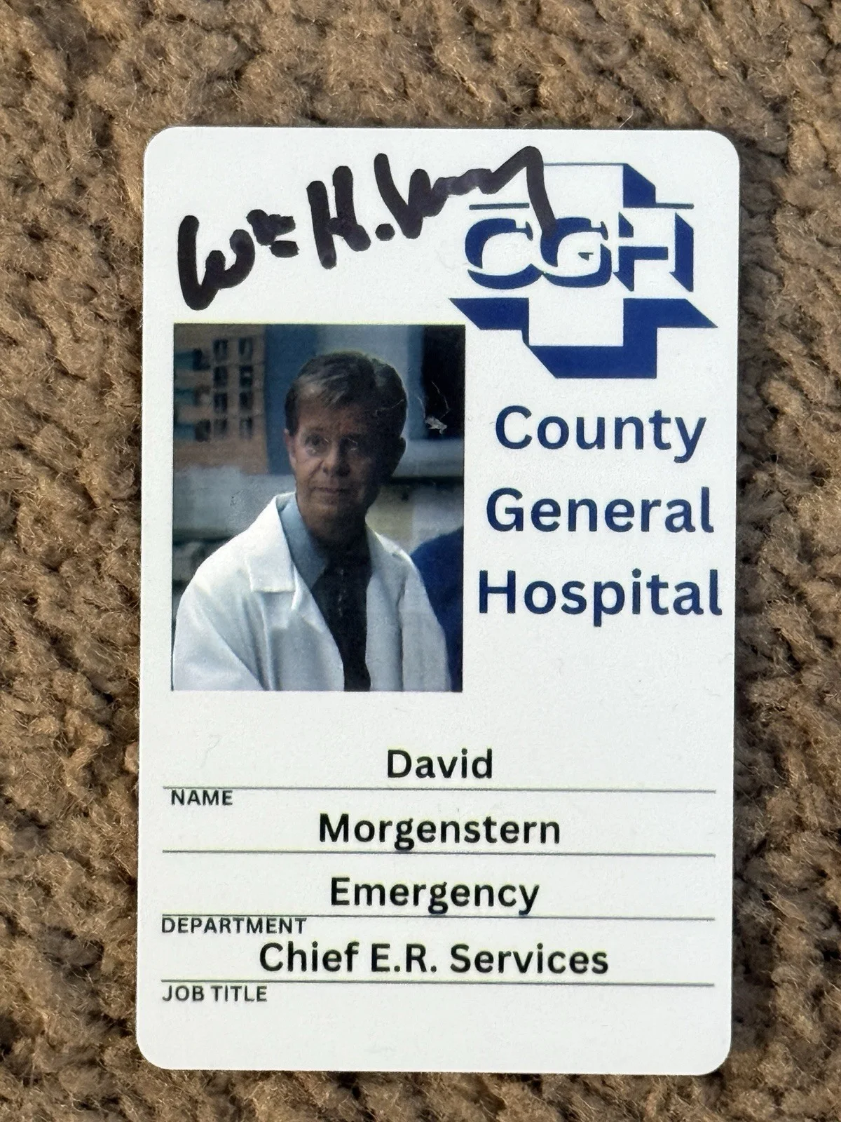 William H Macy — William H Macy Signed Dr Morgenstern Replica ID Badge From E.R. TV Series