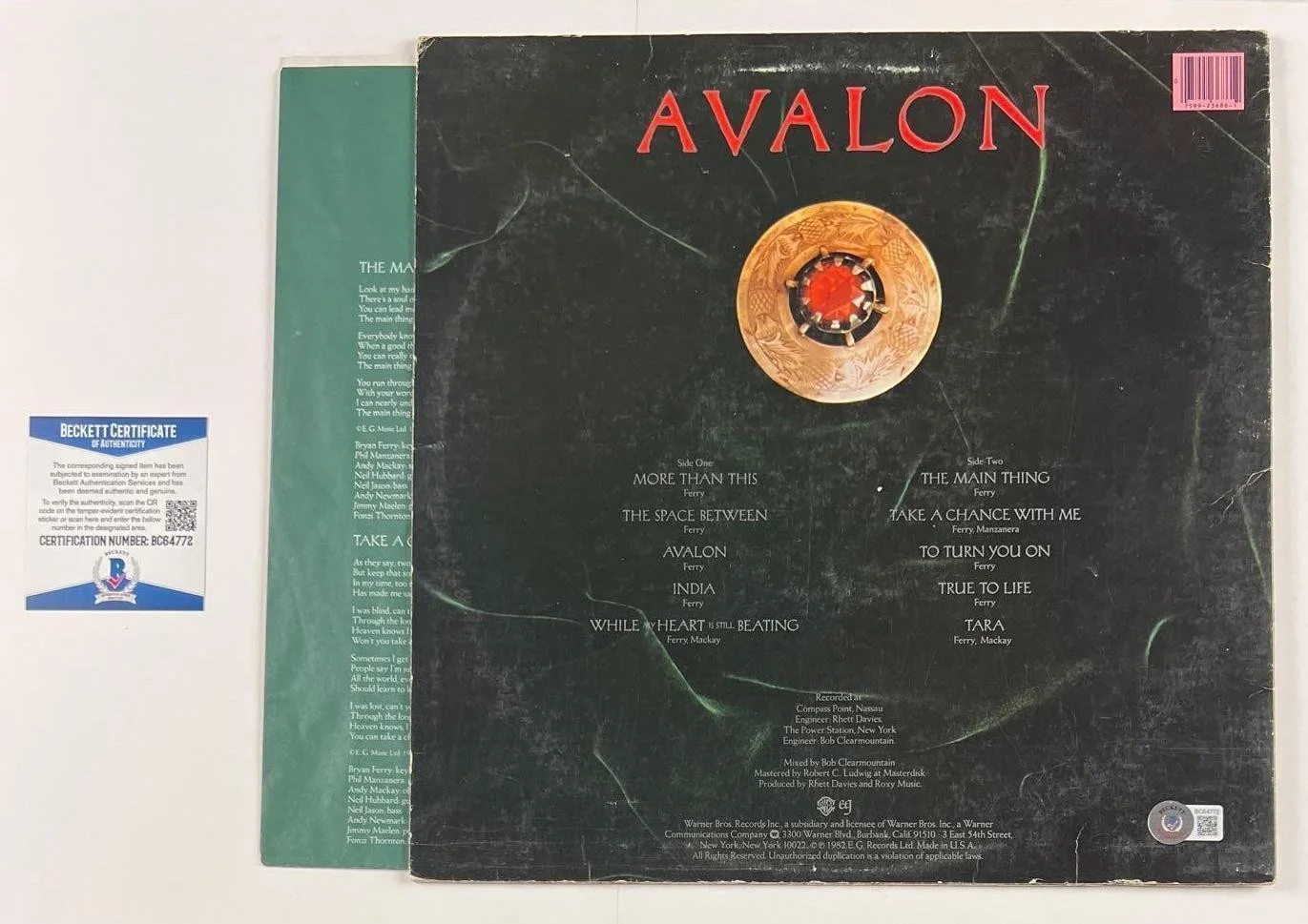 Roxy Music: Bryan Ferry Signed "Avalon" Album (Beckett/BAS Authentication), image 2