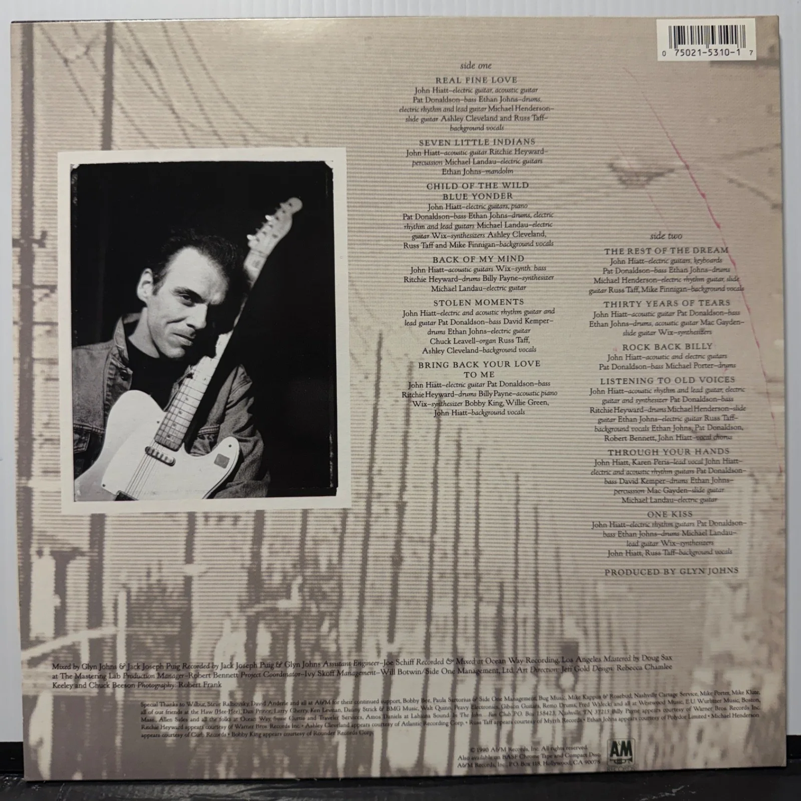 AUTOGRAPHED - JOHN HIATT "Stolen Moments" A&M vinyl 75021 5310 NM/NM but smeared, изображение 3