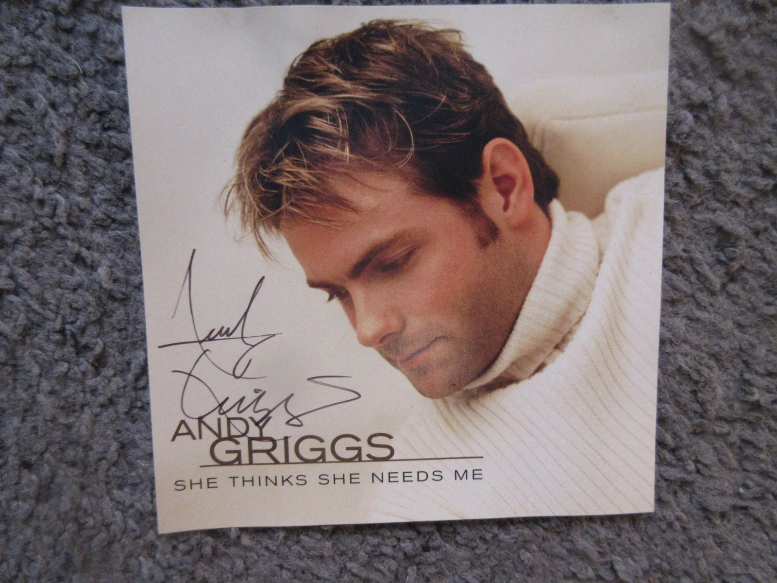 ANDY GRIGGS COUNTRY ARTIST SIGNED "SHE THINKS SHE NEEDS ME" 2003 PROMO CD SINGL., изображение 2