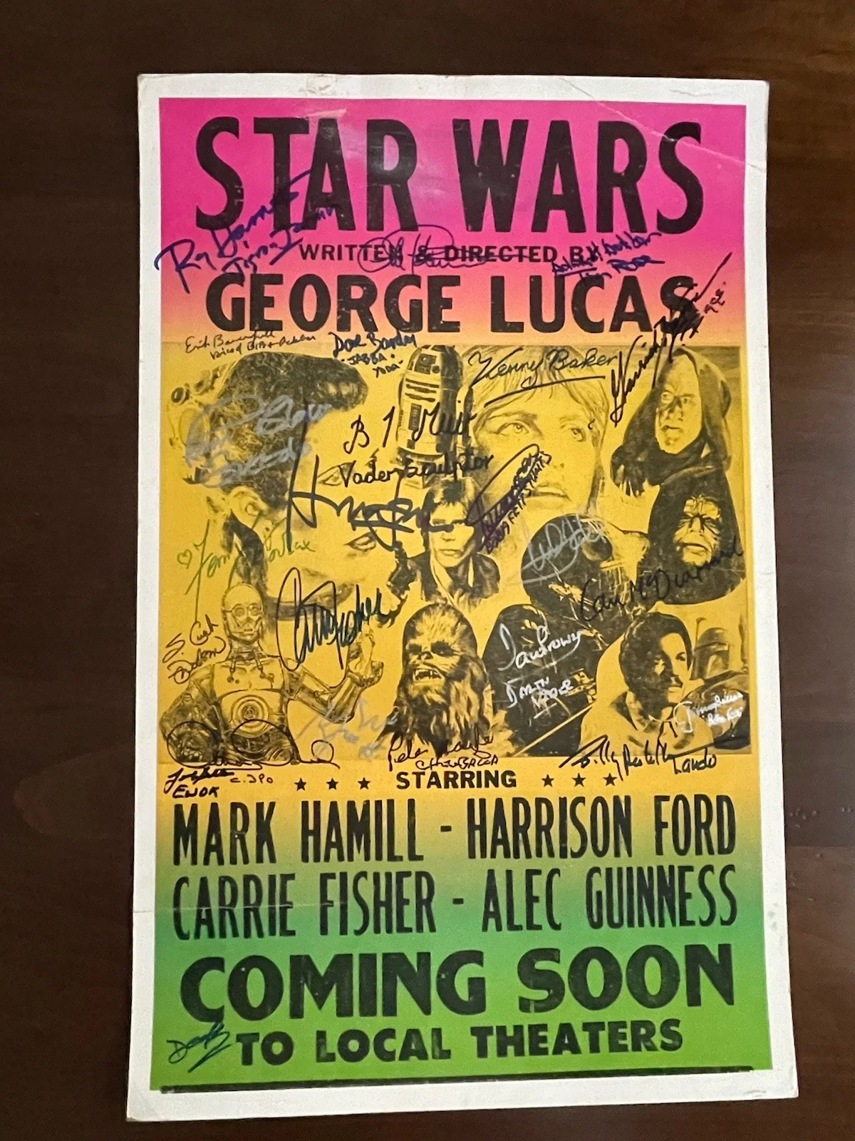 Cast — Star Wars Cast SIGNED Fisher Hamill Ford LOADED ! 14x22 Poster Beckett Letter, изображение 3