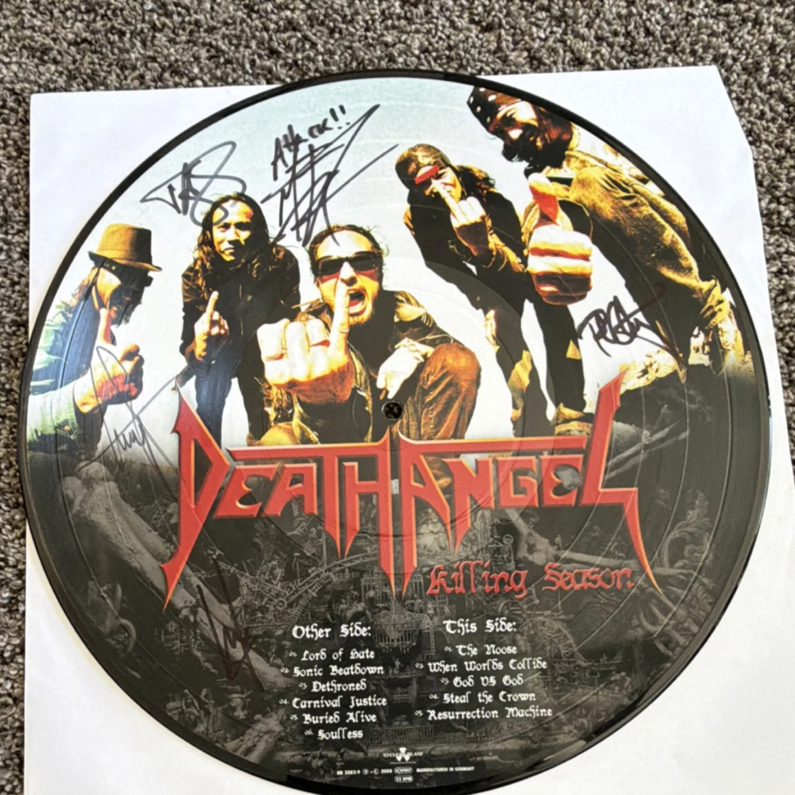 Death Angel Killing Season Autographed Original Vinyl Record Picture Disc, image 2