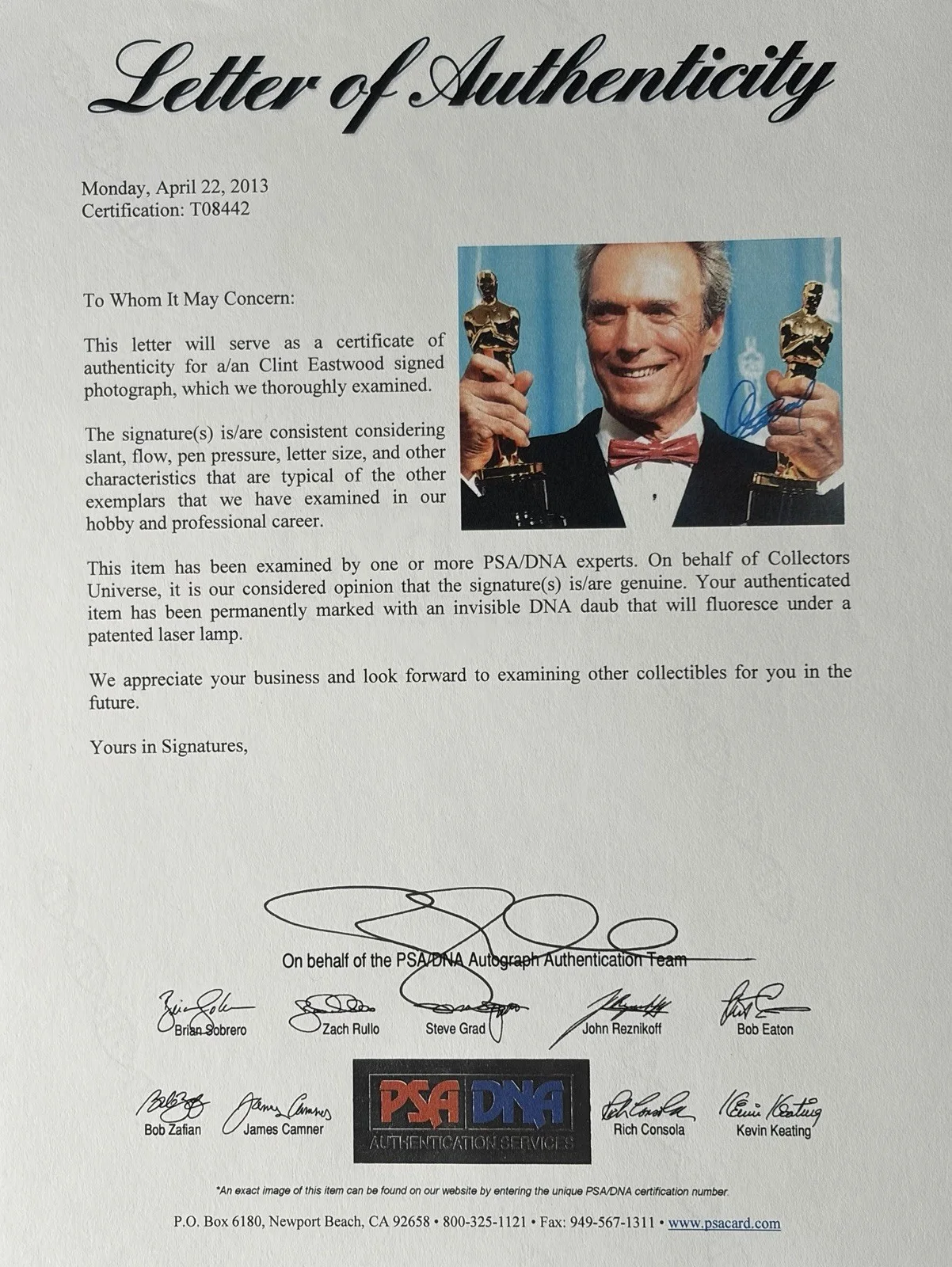 CLINT EASTWOOD — CLINT EASTWOOD SIGNED 11X14 PHOTO AUTOGRAPH PSA/DNA LOA ACADEMY AWARDS OSCARS, изображение 3