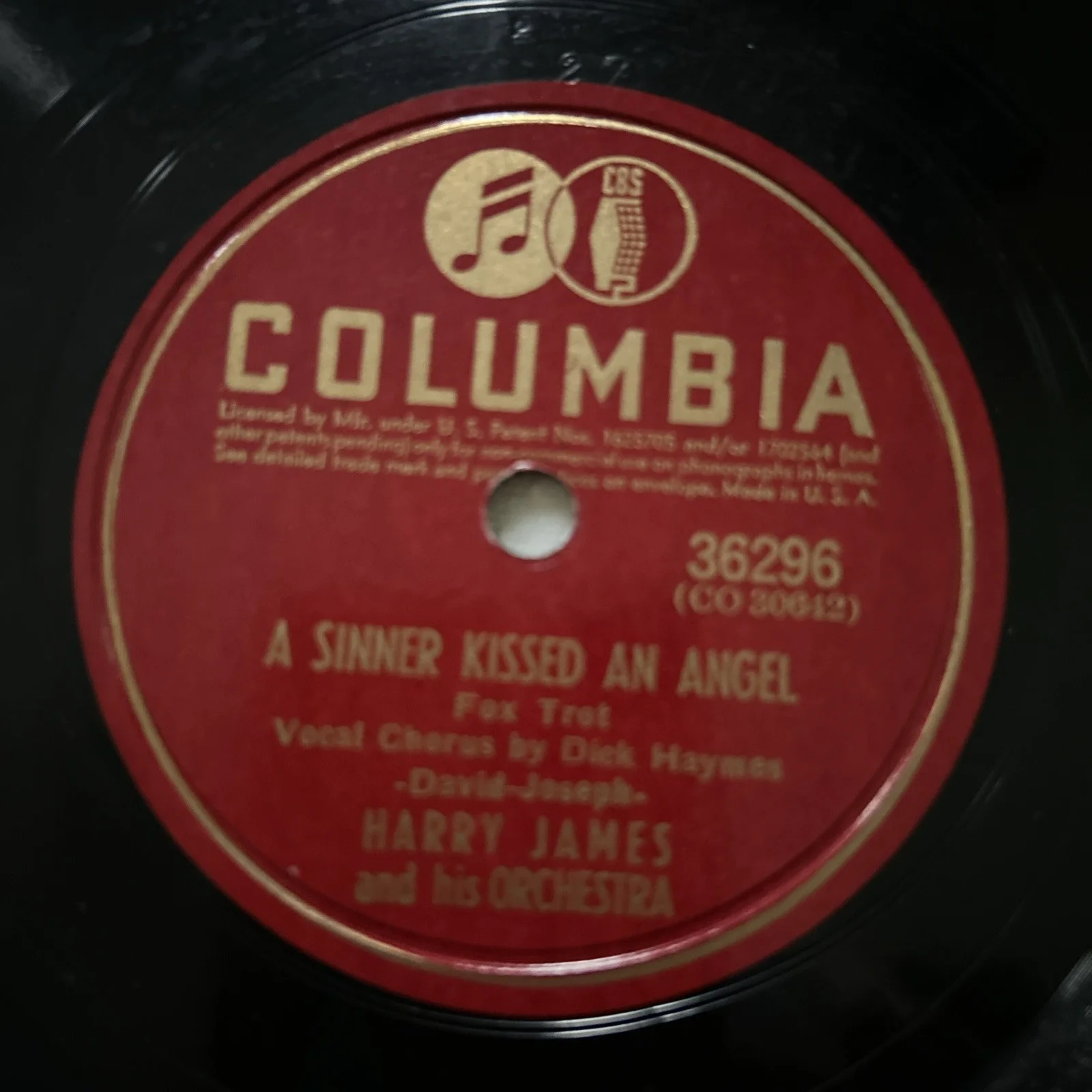 Columbia 10” 78rpm Record 1941 Harry James & Orchestra You Made Me Love You, изображение 5