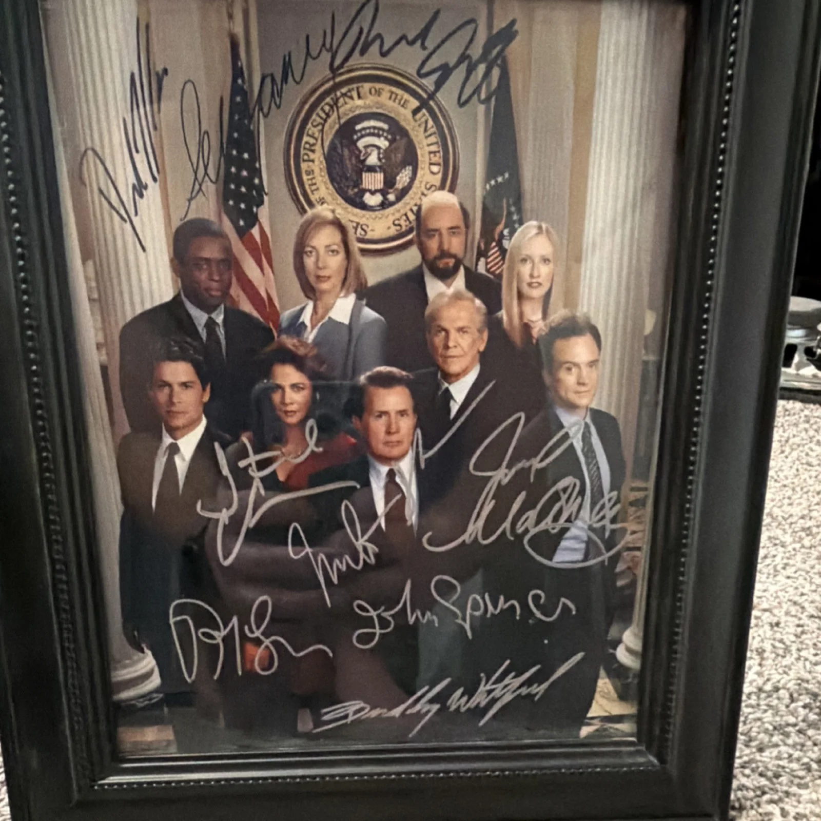 John Spencer, Bradley Whitford — The West Wing Framed Cast Photo Signed by whole cast, image 2