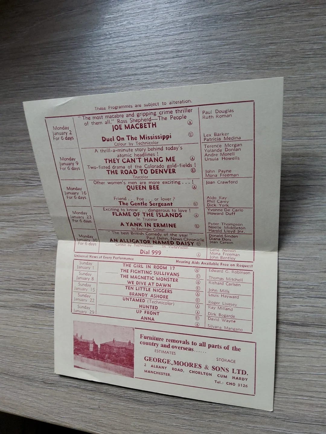 CINEMA FLYER BOOKLET 1955,MANCH WHALLEY RANGE ODEON,JANUARY FILMS, изображение 2