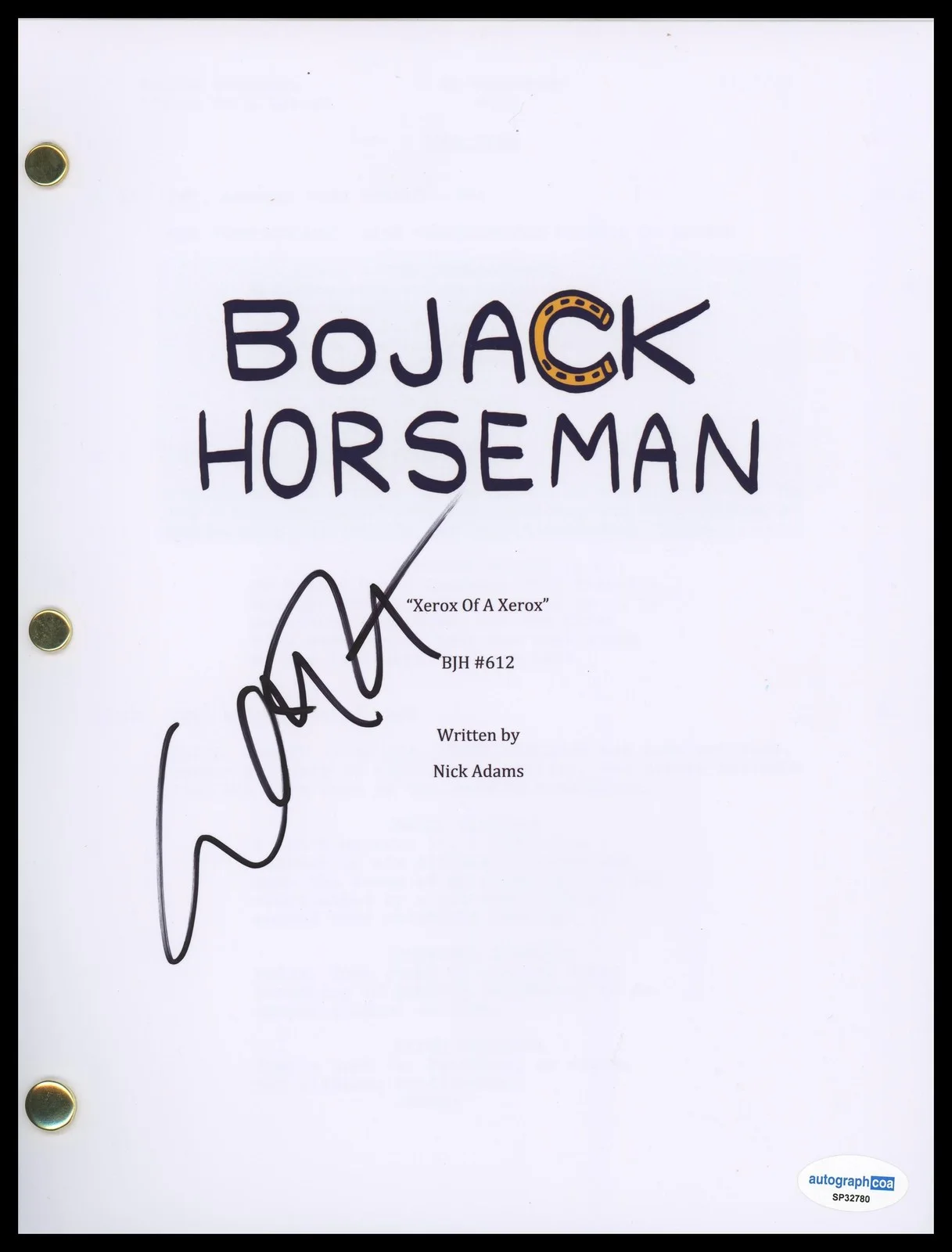 Will Arnett — Will Arnett "BoJack Horseman" AUTOGRAPH Signed 'Xerox of a Xerox' Script ACOA