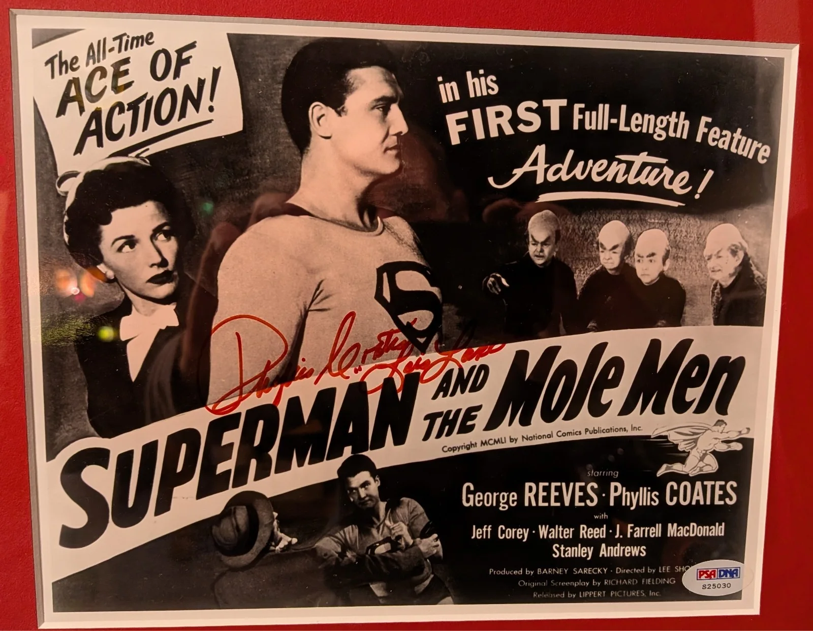 Phyllis Coates, Jerry Maren — Awesome Signed Superman Flyer and Movie Still: First Superman Feature Film, изображение 2