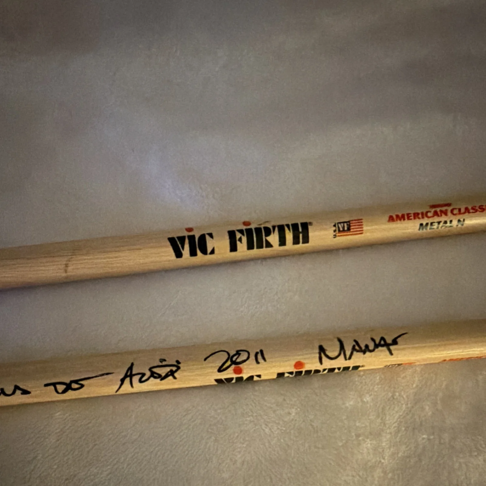 Vic Firth American Classic Metal N Drum Sticks Signed Original Music 2011, image 4