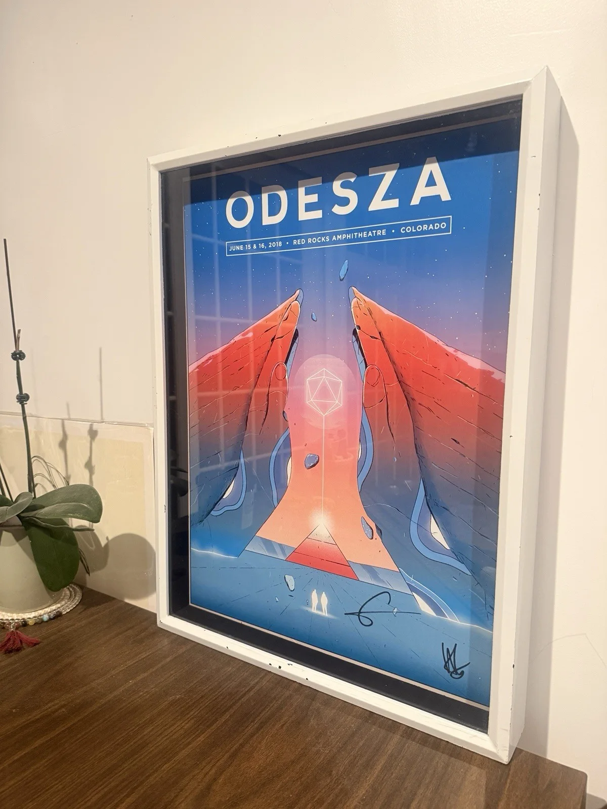 ODESZA Signed Original Concert Poster Red Rocks Amphitheatre 2019 in Shadow Box, изображение 4