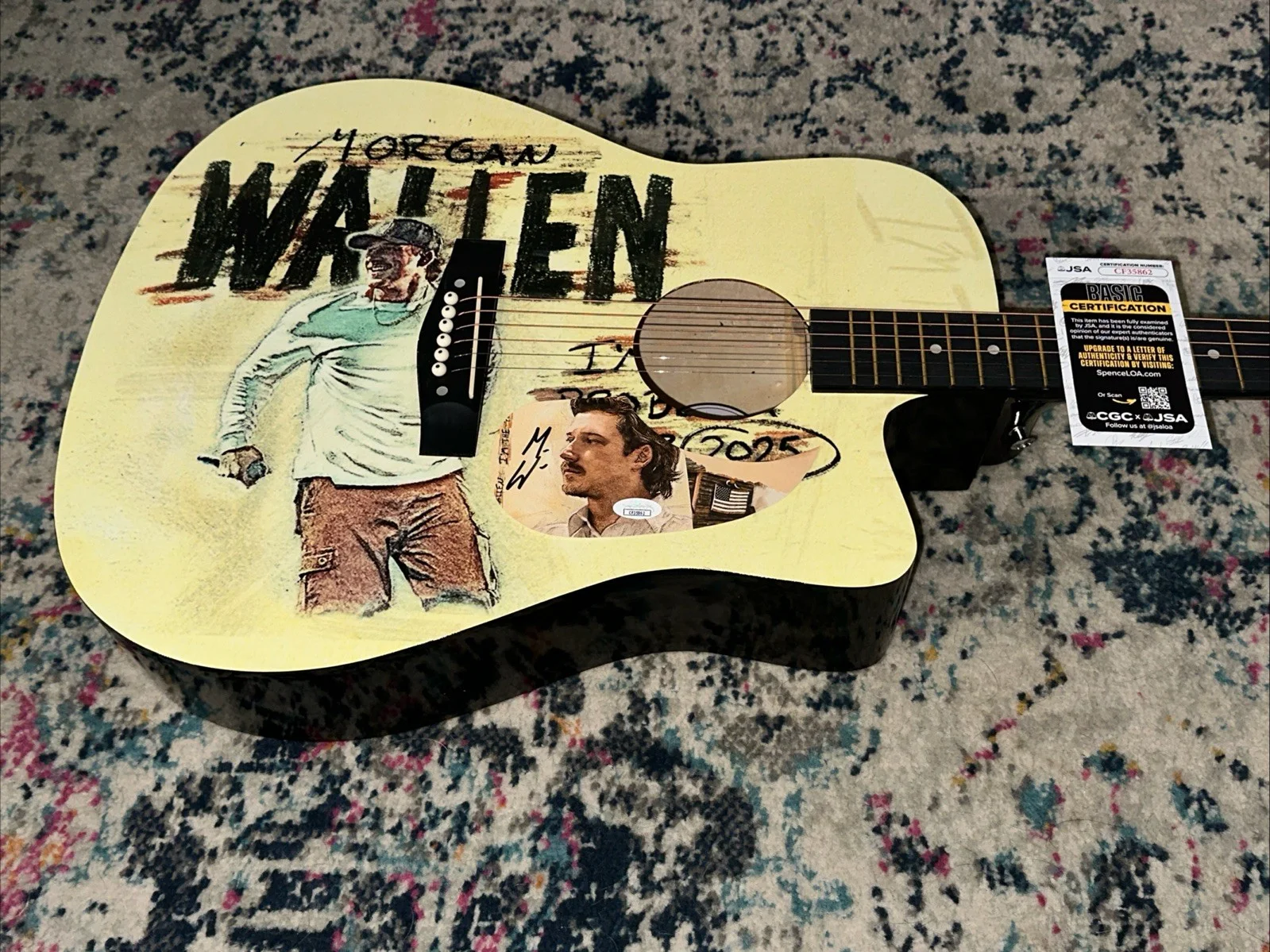 🚨RARE Morgan Wallen CUSTOM SIGNED Guitar I’M THE PROBLEM TOUR WALLEN JSA CERT, image 2