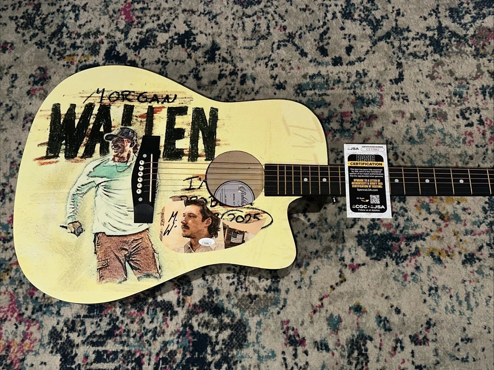 🚨RARE Morgan Wallen CUSTOM SIGNED Guitar I’M THE PROBLEM TOUR WALLEN JSA CERT, image 3