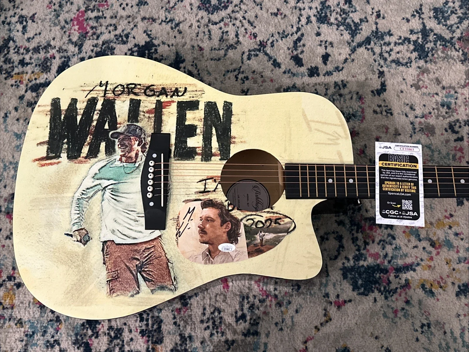 🚨RARE Morgan Wallen CUSTOM SIGNED Guitar I’M THE PROBLEM TOUR WALLEN JSA CERT, image 2