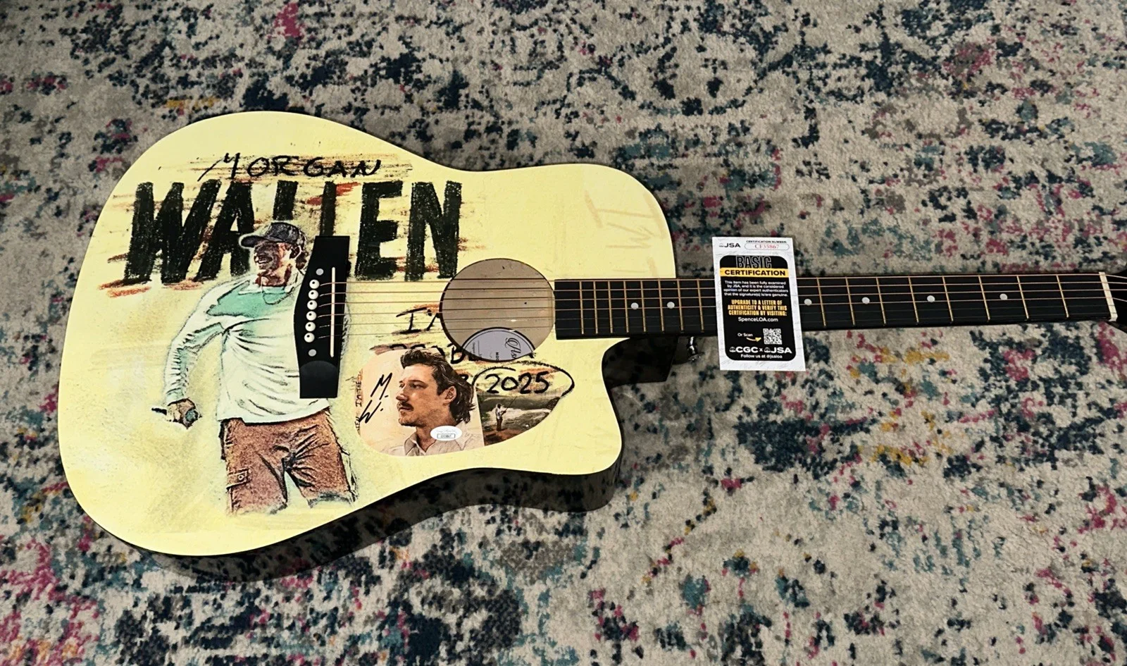 🚨RARE Morgan Wallen CUSTOM SIGNED Guitar I’M THE PROBLEM TOUR WALLEN JSA CERT, image 2