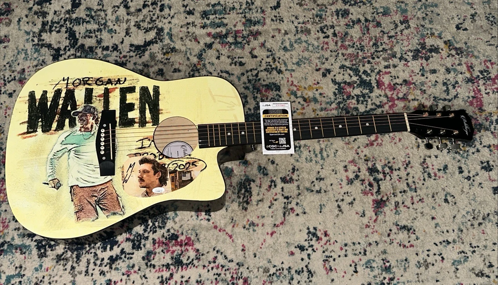 🚨RARE Morgan Wallen CUSTOM SIGNED Guitar I’M THE PROBLEM TOUR WALLEN JSA CERT, image 3