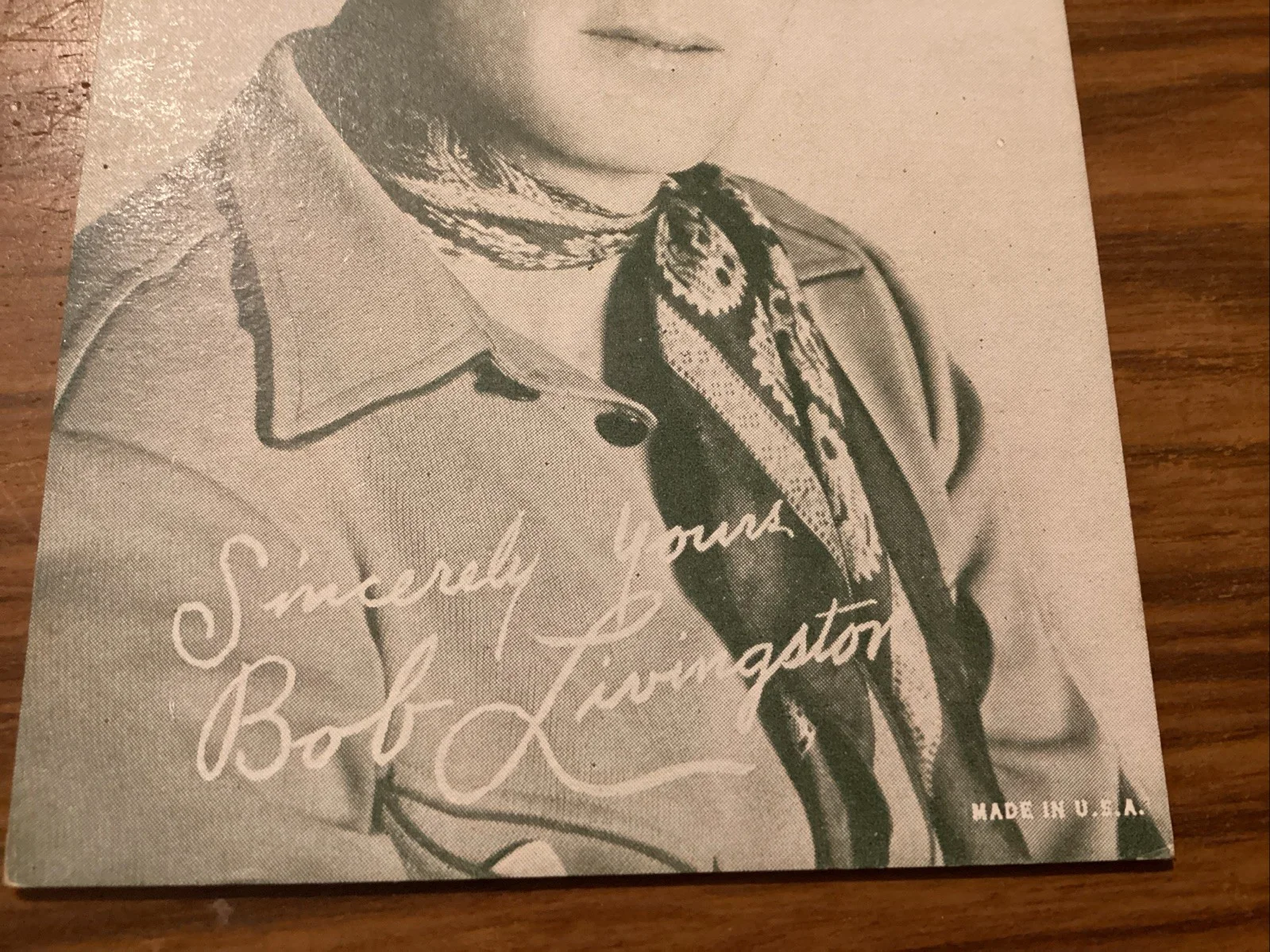 BOB LIVINGSTON WESTERN MOVIE ACTOR~ 1940’s~ auto Signed Promotion Photo Card, изображение 2