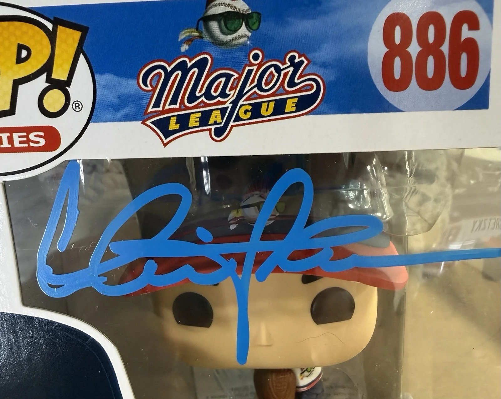 Charlie Sheen — Charlie Sheen signed Ricky Vaughn Wild Thing Funko Pop #886 Mint Auto PSA Coa, изображение 2