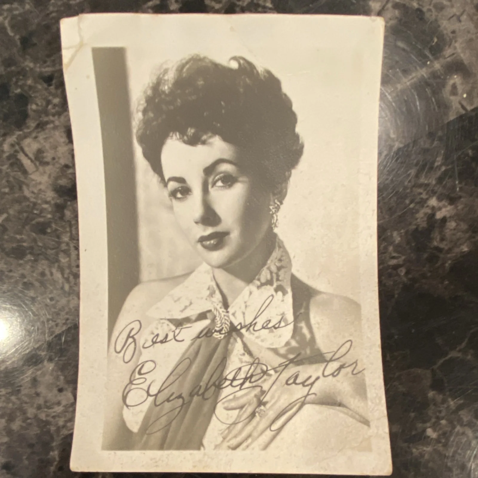 Elizabeth Taylor — Elizabeth Taylor Autographed Original Black & White Movie Photograph 'Best wish…