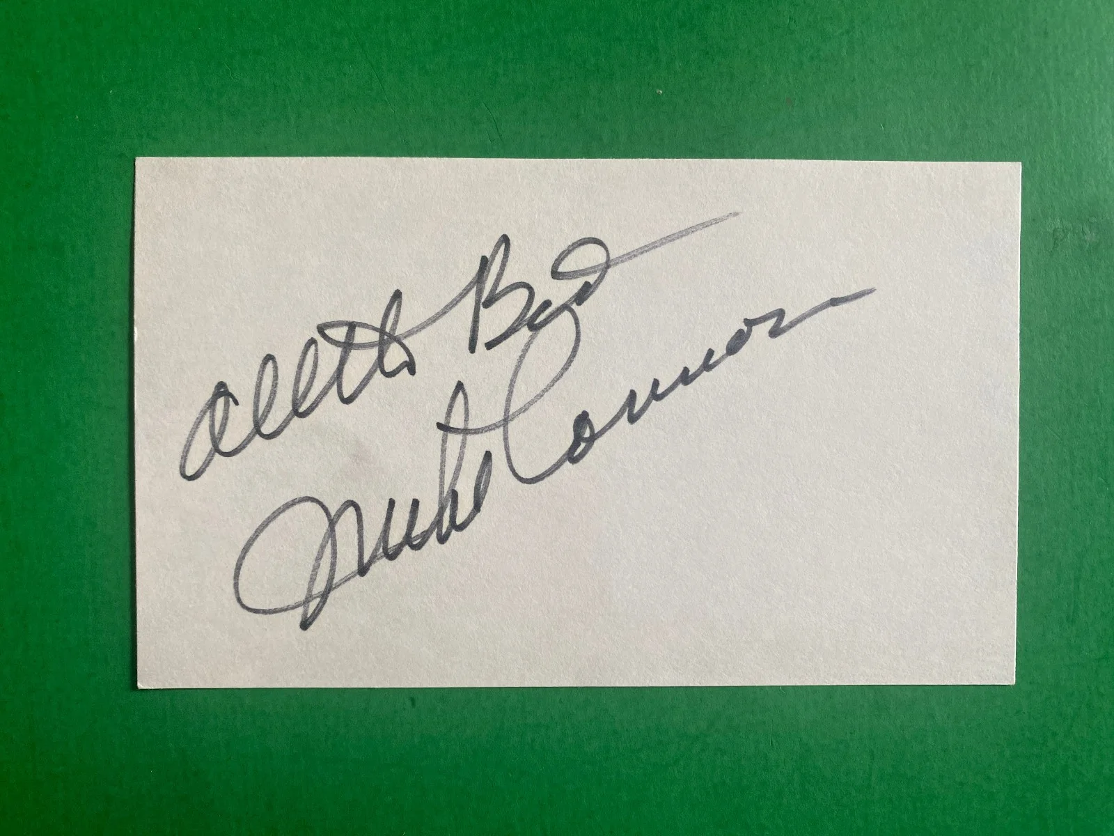 Mike Connors Vintage Signed 3x5 Card Autograph From The 1970's Mannix TV Show, изображение 2