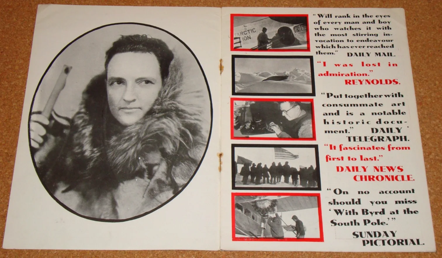WITH BYRD AT THE SOUTH POLE - rare Paramount UK 1930 press book of film reviews, изображение 2