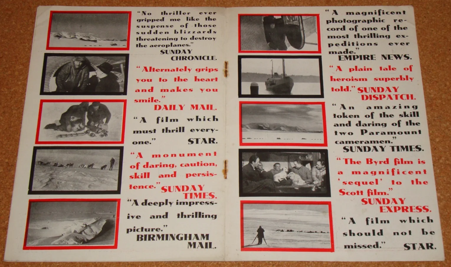WITH BYRD AT THE SOUTH POLE - rare Paramount UK 1930 press book of film reviews, изображение 3