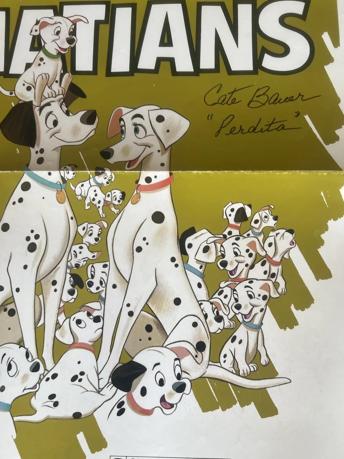 101 Dalmations Original Folded One Sheet Disney Poster Signed By Cate Bauer, image 2